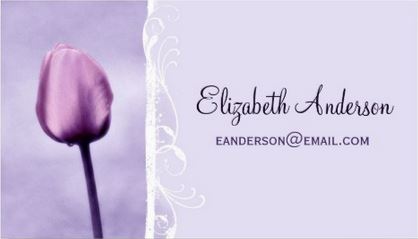 Elegant Light Purple Floral Chic Lavender Tulip Flower Business Cards 