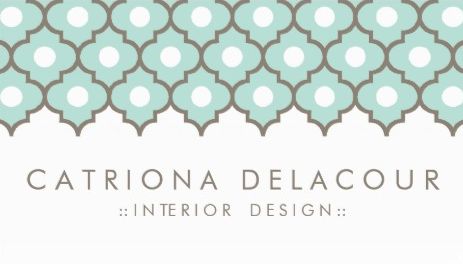 Elegant Mint Green Moroccan Quatrefoil Pattern Interior Design Business Cards