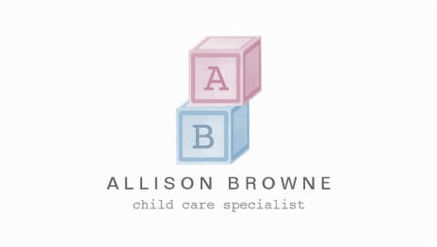 Sweet Pink and Blue Baby Blocks  Monogram Child Care Business Cards