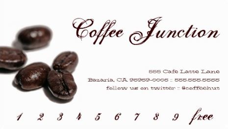 Modern Coffee Bean Coffee Drink Punch Loyalty Card Business Cards