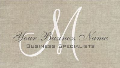 Beige Linen Grey Simple Plain Monogram Template Business Cards 