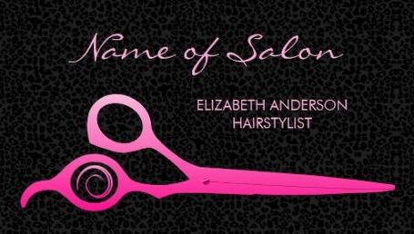 Glamorous Black Leopard Pink Hairstylist Scissors Business Cards