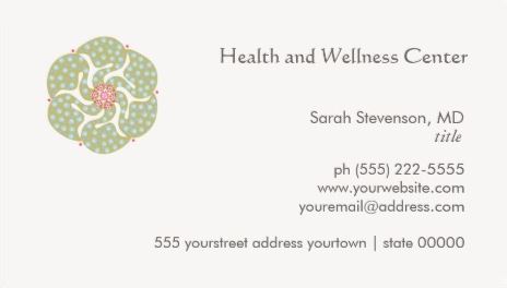 Green Logo Harmony Healing Arts Health and Wellness Business Cards 