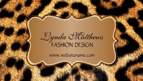 Exotic Tawny Brown Faux Leopard Fur Fashion Design Business Cards