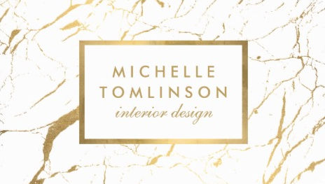Modern Elegance White and Gold Marble Interior Designer Business Cards