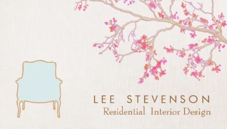 Interior Design Cherry Blossom French Chair Staging Decorator Business Cards