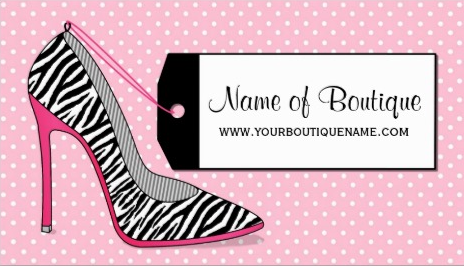 Fashion Boutique Pink and Black Zebra Stiletto Shoe Business Cards 