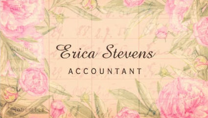 Vintage Bookkeeping Ledger Pink Floral Accountant Business Cards