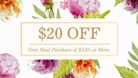 Beauty Salon and Spa Floral Art Deco Discount Coupon Business Cards