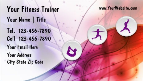 Modern Purple and Orange Rainbow Abstract Fitness Trainer Business Cards