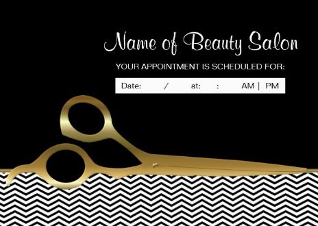 Black Gold Chevrons Salon Appointment Reminder Business Cards