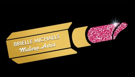 Glamorous Gold Makeup Artist Pink Glitter Lipstick Business Cards