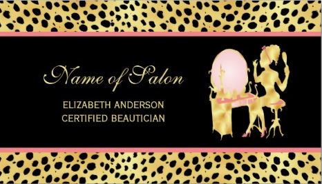Black and Gold Cheetah Print Salon Woman of Glamor Business Cards