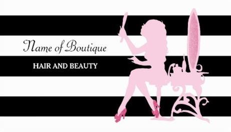 Chic Pink Glitter Girl Black Stripes Hair Boutique Business Cards