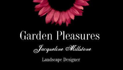 Modern Black and Red Sunflower Landscape Designer Business Cards