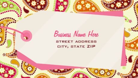 Retro Mod Colorful Paisley and Shopping Tag Retail Business Cards