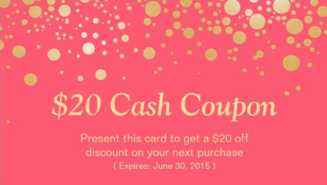 Discount Coupon Card Elegant Pink Coral with Gold Dots Business Cards