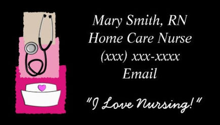 Cute Pink and Black Nursing Equipment Registered Nurse Business Cards