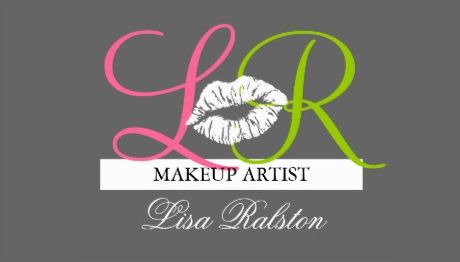 Modern Girly Makeup Artist Pink and Grey Monograms Kiss Print Business Cards