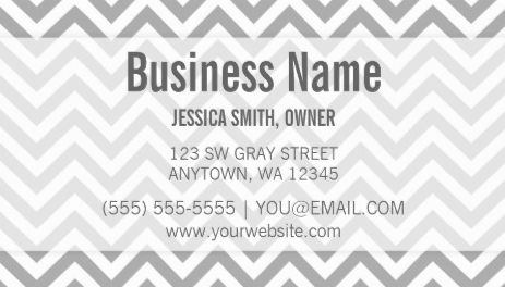 Modern Gray and White Chevron Zigzag Pattern Business Cards