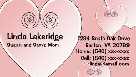 Cute Light Pink Hearts Mommy Contact Information Calling Card Business Cards