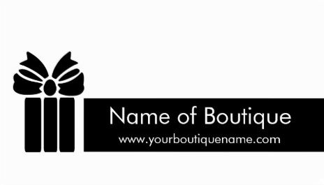 Simple Black and White Boutique With Gift Box and Bow Business Cards