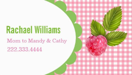Girly Raspberry and Pink Gingham Mommy Play Date Business Cards