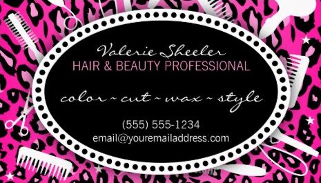 Pink Leopard Print Hair and Beauty Salon Coupon Discount Business Cards