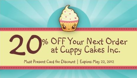 Cute Blue and Yellow Cupcake Bakery Coupon Business Cards 