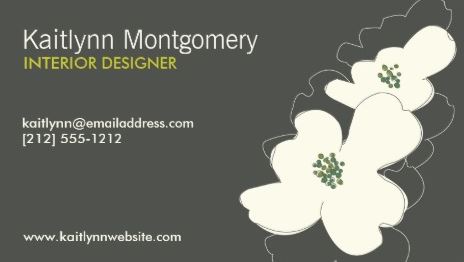 Chic Dogwood Blossoms Interior Designer Ivory Gray Template Business Cards