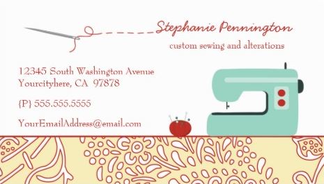 Fun Sewing Fashion Design Retro Green Sewing Machine Business Cards 