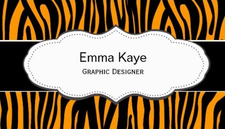 Modern Orange and Black Tiger Animal Print Graphic Designer Business Cards