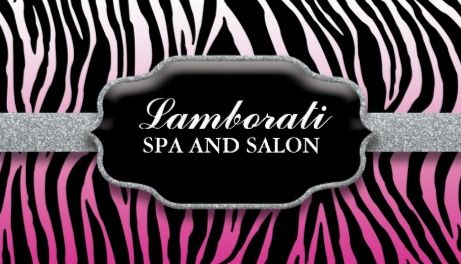 Elegant Gradient Pink and Black Zebra Print Spa and Salon Business Cards