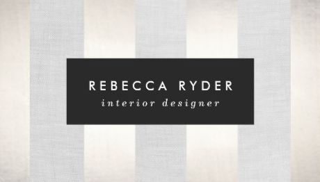 Stylish Striped Faux Gold and Linen Interior Designer Business Cards