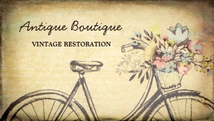 Antique Shop Vintage Restoration Flower Basket Bicycle Business Cards