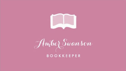 Plain Pink Accounting Bookkeeper With Simple Book Business Cards