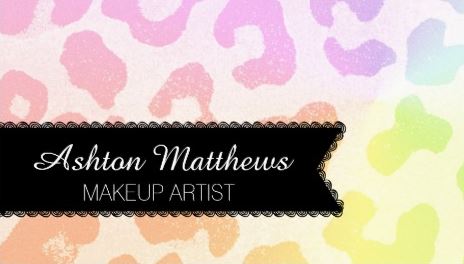 Colorful Rainbow Leopard Print Makeup Artist Business Cards