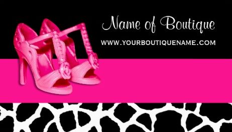 Fashion Boutique Giraffe Print Girly Pink Open Toe Shoes Business Cards