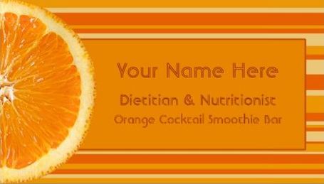 Zesty Citrus Orange and Stripes Dietician Template Business Cards 