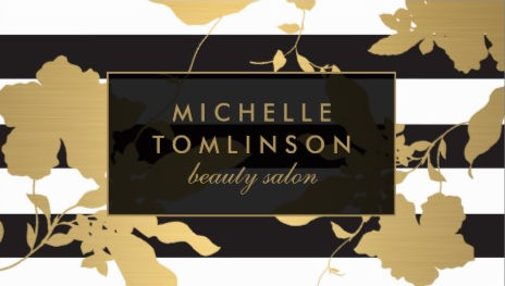 Elegant Gold Floral Striped Designer Business Cards