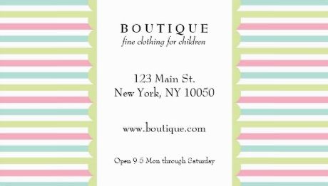 Cute Children Clothing Boutique Pastel Rainbow Stripes Business Cards