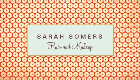 Cute Orange Retro Hair and Makeup Gold Polka Dot Pattern Business Cards