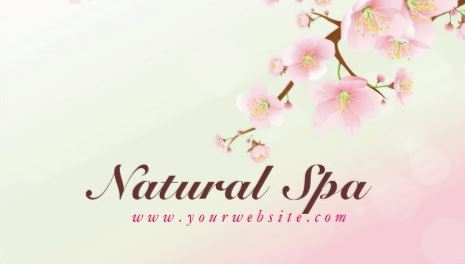 Feminine Pink And White Cherry Blossom Natural Spa Business Cards 