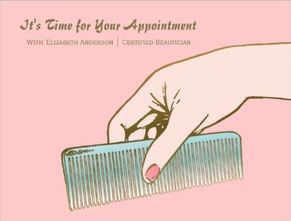 Salon Appointment Reminder Pink Gold Vintage Comb Postcard