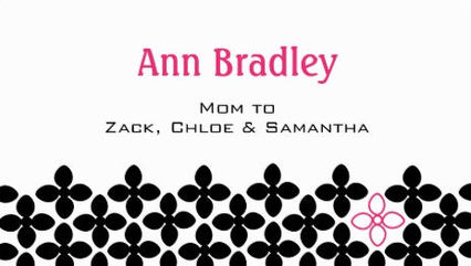 Stylish Black and Pink Flower Pattern Mom Calling Card Business Cards