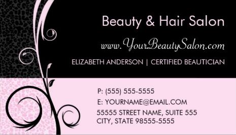 Elegant Leopard Pink and Black Salon Appointment Business Cards 