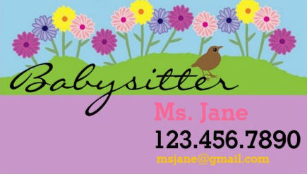 Girly Spring Daisy Flowers Cute Babysitter Business Cards