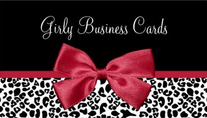 Fall Fashion Leopard Print With Samba Red Ribbon Business Card