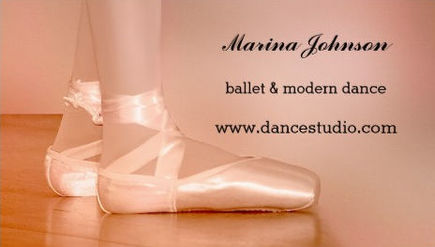 Pretty Satin Pink Ballet Slippers Modern Dance Studio Business Cards