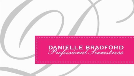 Modern Monogram Hot Pink and White Seamstress Business Cards 